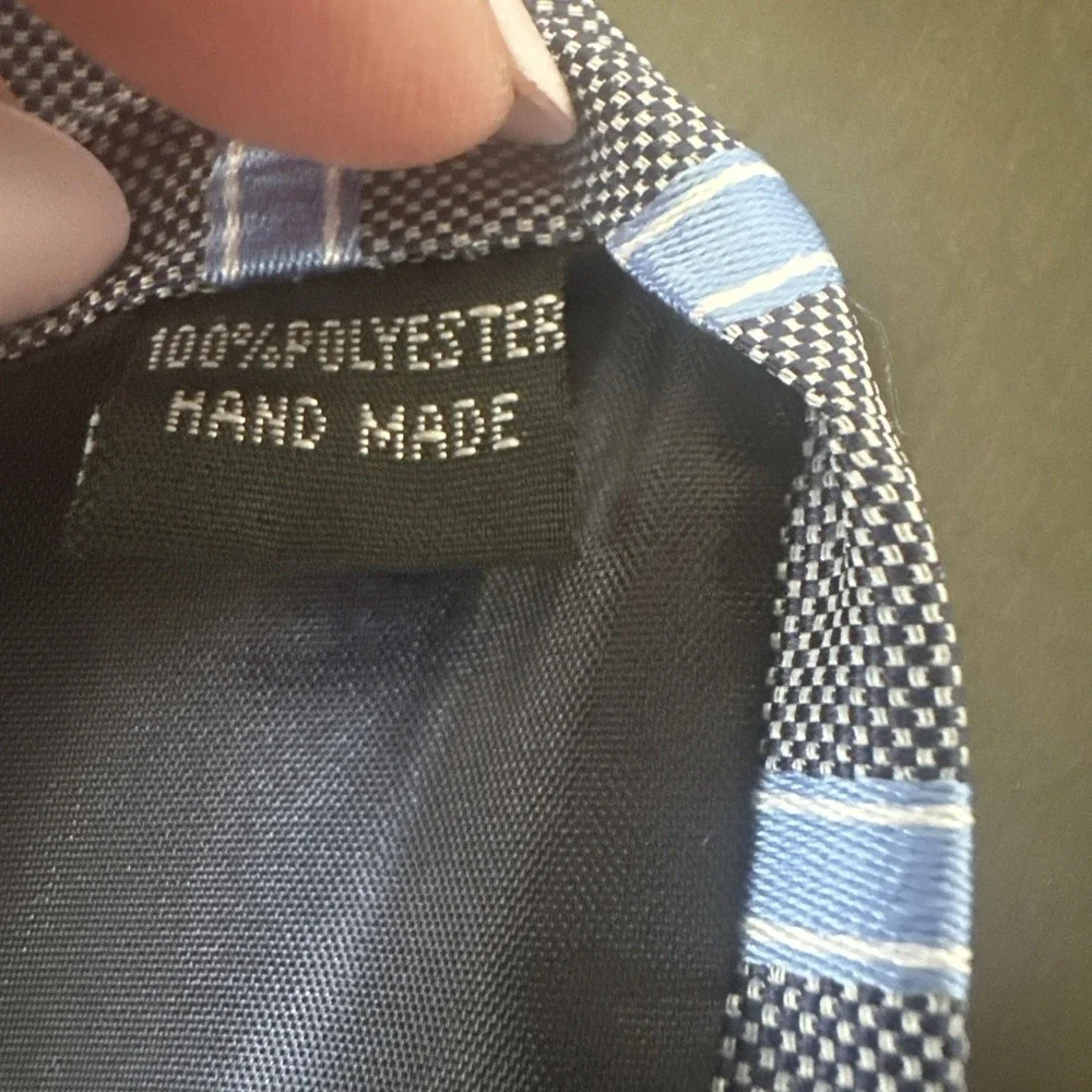 Kailong Men's Handmade 100% Silk Tie Navy Light Blue Striped Necktie New